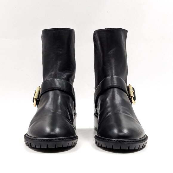 Stuart Weitzman Wmn City Buckle Stretch Panel Black Buckle Ankle Dress Boots 9 - Picture 2 of 10